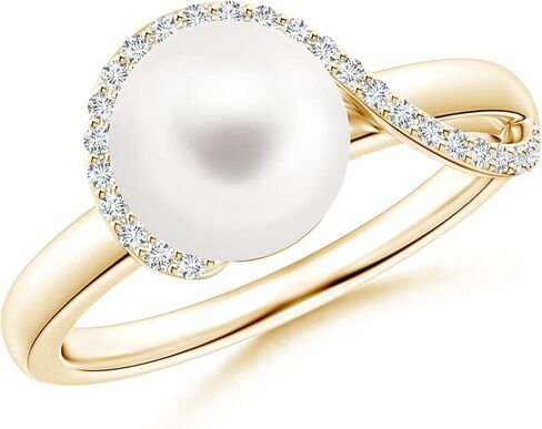 Angara Freshwater Pearl Solitaire Ring للنساء | جولة في المياه العذبة المزروعة لؤلؤة دافورة دافورة في 14K الصلبة الذهب/البلاتين | عيد ميلاد يونيو ، الذكرى السنوية ، هدية مجوهرات الأحجار الكريمة in Saudi Arabia