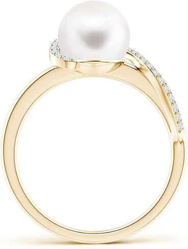Angara Freshwater Pearl Solitaire Ring للنساء | جولة في المياه العذبة المزروعة لؤلؤة دافورة دافورة في 14K الصلبة الذهب/البلاتين | عيد ميلاد يونيو ، الذكرى السنوية ، هدية مجوهرات الأحجار الكريمة in Saudi Arabia