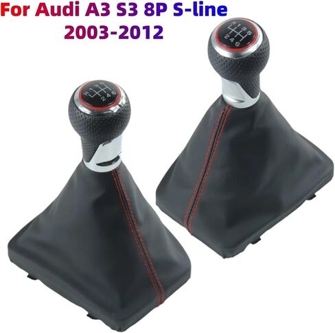 Car Gear Lever Decoration Gear Shift Knob Lever Shiter Gaiter Boot Cover Case Fit for Audi A3 S3 8P S-line 2003-2012 Cars Styling Accessories Lever Stick Pen(Matte R12345) in Saudi Arabia
