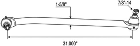 MyTee Products Steering Drag Link 31in. W/TIE ROD ينتهي 0.967-1.102in. x 0.875in. اليد اليسرى واليمنى in Saudi Arabia