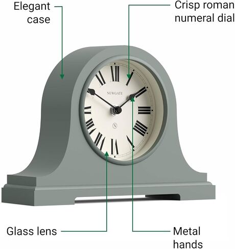 NewGate® Broadway Mantel Clock | تصميم قبعة نابليون الكلاسيكي | أسود | الأرقام الرومانية | النمط التقليدي للمكتب أو أعلى الطاولة أو الرف أو السرير بجانب السرير in Saudi Arabia