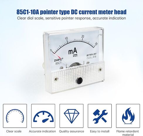 مقياس اللوحة الحالي التناظرية DC 0-30MA 85C1 مؤشر AMP AMMETER 2.5 دقة لقياس الدائرة التلقائية مقياس اختبار أمبير in Kuwait