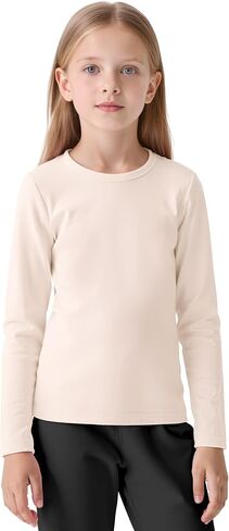 Resinta Girls Basic Long Sleeve Crew Neck Top Kids Layering Tees Casual Soft Solid Pullover T-Shirts 2-14 Years in Saudi Arabia