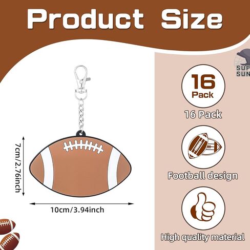 16 PCS Football Bag Pack Tags Sports Backpack Tags Luggage Travel Fastsables Labels Football Keychain chain accessories diy name id id gifts for team players coach in Saudi Arabia