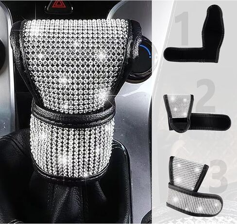 Crystal Auto Gear Cover Cover Bling Car Accessories ، واقي عصا الترس في السيارة العالمية من الخدش مع أغطية الراين التي تغطي إكسسوارات ديكور السيارة للنساء (Bling-003) in Saudi Arabia