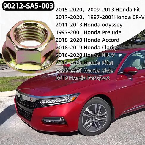 20pcs عادم شفة الصواميل M10-1.25-متوافق مع هوندا أكورد/سيفيك/أوديسي ، أكورا ، تويوتا-قفل تدور مسنن يحل محل 90212-SA5-003 in Kuwait