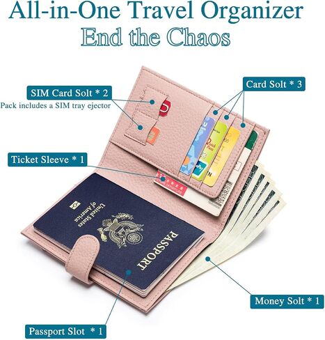 Passport Wallet for Women – RFID Blocking Passport Holder for Travel Women with Card Slots, Coin Pocket & SIM Slot – Slim Genuine Leather Travel Organizer – Lemon Yellow in Saudi Arabia