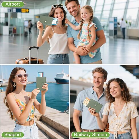 Passport Holder for Travel Women, RFID Blocking Passport Wallet with Airtag Slot, PU Leather Passport Cover Travel Wallet with Zippered Coins Pocket for Travel Essentials in Kuwait