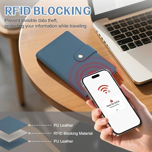 Passport Holder for Travel Women, RFID Blocking Passport Wallet with Airtag Slot, PU Leather Passport Cover Travel Wallet with Zippered Coins Pocket for Travel Essentials in Kuwait