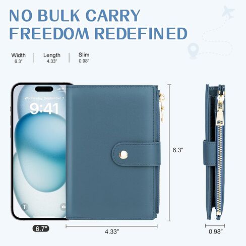 Passport Holder for Travel Women, RFID Blocking Passport Wallet with Airtag Slot, PU Leather Passport Cover Travel Wallet with Zippered Coins Pocket for Travel Essentials in Kuwait