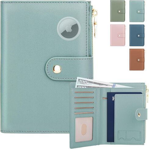 Passport Holder for Travel Women, RFID Blocking Passport Wallet with Airtag Slot, PU Leather Passport Cover Travel Wallet with Zippered Coins Pocket for Travel Essentials in Kuwait