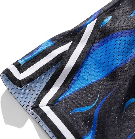Blue Flame Men's Basketball Jersey Training Shorts Quick Dry Drawstring Mesh Trunks Fitness Casual Outdoor Pants in Saudi Arabia