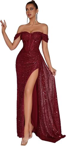 فساتين سهرة رسمية للنساء ترتر تول زفاف حفل زفاف ضيف حفلة مثير قبالة الكتف الطابق فستان حفلة موسيقية in Kuwait