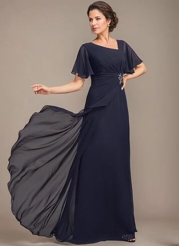 أم غير متناظرة أم لفساتين العروس مع جيب الجيوب الأكمام الأكمام الشيفون in Kuwait