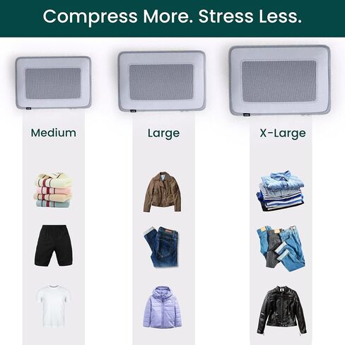 Nobl Travel Compressible Packing Cubes Set, 6 Pieces Travel Packing Organizers, Compression Luggage Cubes for Suitcases & Carry On, Space Saving (XXS, XS, S, M, L, XL) - Cloud in Kuwait