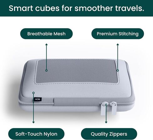 Nobl Travel Compressible Packing Cubes Set, 6 Pieces Travel Packing Organizers, Compression Luggage Cubes for Suitcases & Carry On, Space Saving (XXS, XS, S, M, L, XL) - Cloud in Kuwait