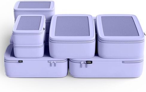 Nobl Travel Compressible Packing Cubes Set, 6 Pieces Travel Packing Organizers, Compression Luggage Cubes for Suitcases & Carry On, Space Saving (XXS, XS, S, M, L, XL) - Cloud in Kuwait