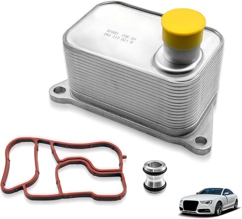 06J117021D Engine Oil Cooler with Gasket Kit Replacement for Audi A4 A6 Q5 Volkswagen Tiguan Jetta Passat 06J117021J 06J117021P 06J117021Q in Saudi Arabia