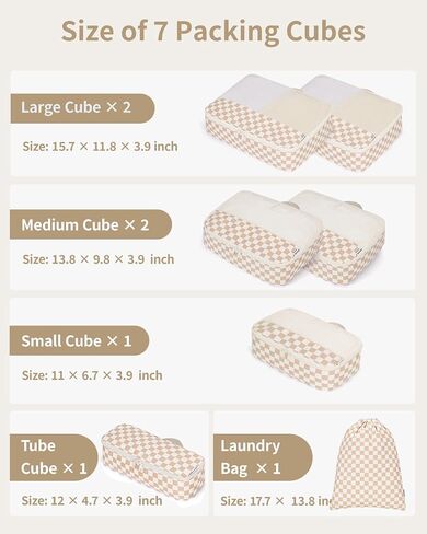 Narwey 7 Set Striped Packing Cubes for Travel Carry on Suitcase Luggage Organizer Bags for Kids Women Men, Durable Packing Organizers Bag, Travel Essentials Accessories (Stripe Combined) in Saudi Arabia