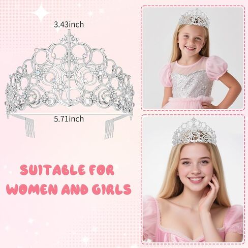Semato Princess Crown Halloween Cosplay Girls Tiara Witch and Princess Cortum Crystal Crown for Party and Birthday Higds in Saudi Arabia