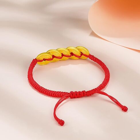 24K Solid Gold Bracelet Fortune Coins Real Gold Charm Bracelet Braided Bracelet Adjustable Dainty Jewelry for Women Mother Lover Her Anniversary Birthday in Saudi Arabia