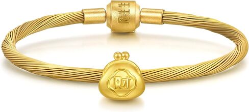 Sang Sang Sang 999 24K Solid Gold Cute Citen Mini Mini Chinese Fortune-Attracting Wallet Bracelet for Women & Men 17cm 95930c in Saudi Arabia