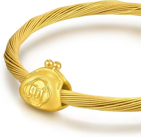 Sang Sang Sang 999 24K Solid Gold Cute Citen Mini Mini Chinese Fortune-Attracting Wallet Bracelet for Women & Men 17cm 95930c in Saudi Arabia