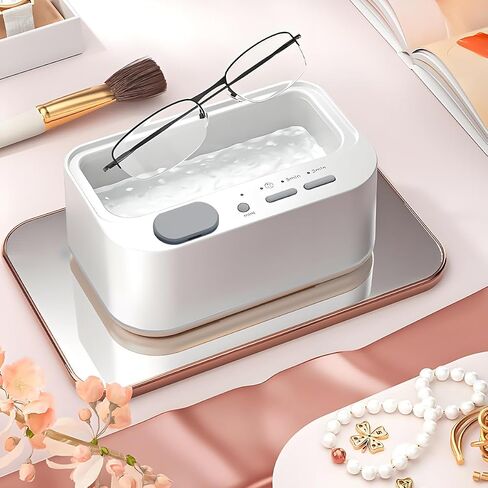 Contact Lens Cleaner, Ultrasonic Jewelry Cleaner, Portable Ultrasonic Contact Lens Cleaning Machine, Ultrasonic Cleaner Machine for Jewelry, Eyeglasses, Rings, Watch Strap, Dual Cleaning Modes - Gray in Saudi Arabia