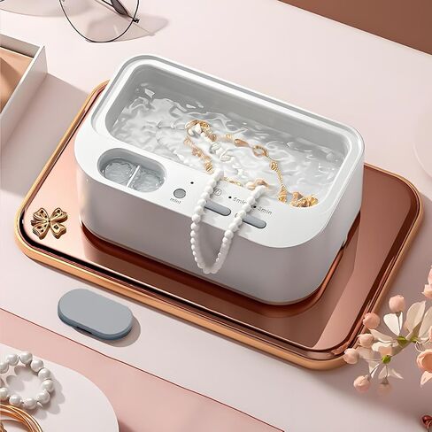 Contact Lens Cleaner, Ultrasonic Jewelry Cleaner, Portable Ultrasonic Contact Lens Cleaning Machine, Ultrasonic Cleaner Machine for Jewelry, Eyeglasses, Rings, Watch Strap, Dual Cleaning Modes - Gray in Saudi Arabia