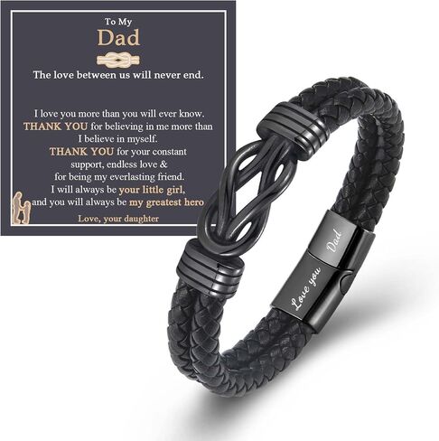 Mens Boys Leather Bracelet Gifts for Son Brother Grandson Nephew Husband Dad Uncle, Love You Infinity Bracelets Jewelry Christmas Valentines Day Birthday Graduation Gifts for Teen Boy Men Him in Saudi Arabia