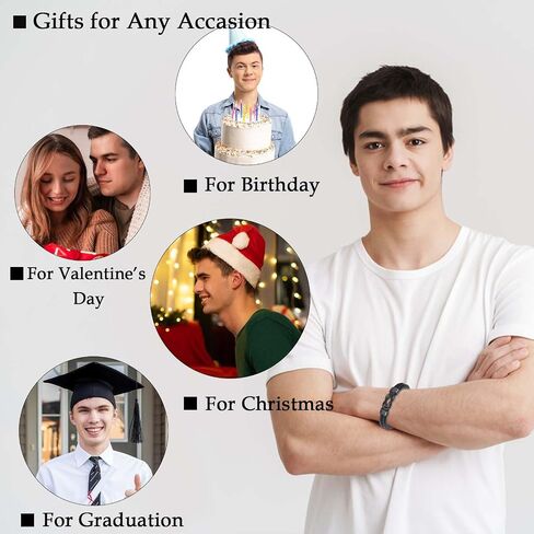 Mens Boys Leather Bracelet Gifts for Son Brother Grandson Nephew Husband Dad Uncle, Love You Infinity Bracelets Jewelry Christmas Valentines Day Birthday Graduation Gifts for Teen Boy Men Him in Saudi Arabia