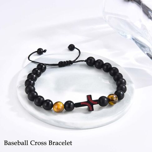 Soccer Baseball Basketball Football Bracelet Gifts for Boys Sport Lovers Players, Cross Beads Bracelet as Birthday Christmas Valentines Easter Graduation Christian Religious Gifts for Teen Teenage Boy in Saudi Arabia