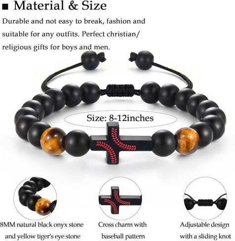 Soccer Baseball Basketball Football Bracelet Gifts for Boys Sport Lovers Players, Cross Beads Bracelet as Birthday Christmas Valentines Easter Graduation Christian Religious Gifts for Teen Teenage Boy in Saudi Arabia