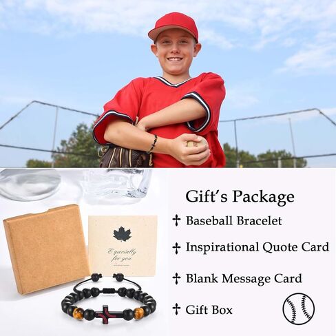 Soccer Baseball Basketball Football Bracelet Gifts for Boys Sport Lovers Players, Cross Beads Bracelet as Birthday Christmas Valentines Easter Graduation Christian Religious Gifts for Teen Teenage Boy in Saudi Arabia
