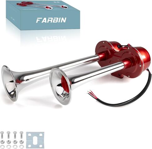 FARBIN Car Horns 12V Loud Train Horn for Car Electric Truck Horn Dual Horns Chrome for Motorcycle Semi Truck Pickup SUV Boat in Saudi Arabia