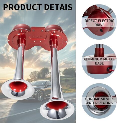 FARBIN Car Horns 12V Loud Train Horn for Car Electric Truck Horn Dual Horns Chrome for Motorcycle Semi Truck Pickup SUV Boat in Saudi Arabia