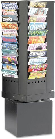 Safco Products 4325BL Industrial Steel Rotary Magazine & File Rack - 92 Pocket, Black - 360° Rotational Steel Base, 5 lbs. Capacity Per Pocket in Saudi Arabia