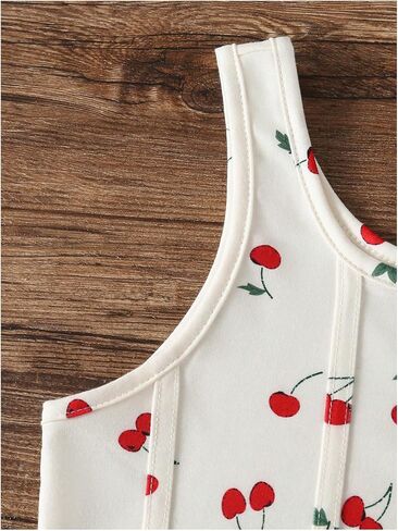 WDIRARA Girl's 2 Piece Cherry Graphic Outfits Tank Denim Shorts Set Cute Outfits in Saudi Arabia