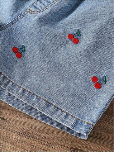WDIRARA Girl's 2 Piece Cherry Graphic Outfits Tank Denim Shorts Set Cute Outfits in Saudi Arabia