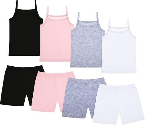 Hercicy 8 Packs Toddler Tank Tops Girls and Dance Shorts Toddler Sleeveless Strap Crop Gymnastics Yoga Shorts for Ballet in Saudi Arabia