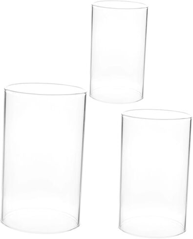 3pcs Clear Glass Candle Holder Sleeve Windproof Candle Protectors for Home Decor Transparent Cylinder Covers in Saudi Arabia