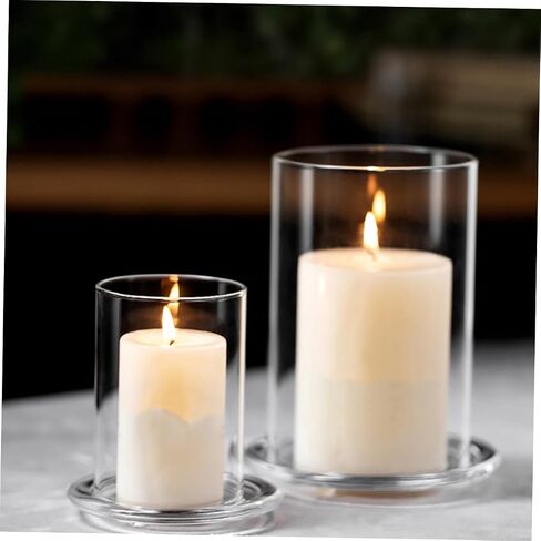 3pcs Clear Glass Candle Holder Sleeve Windproof Candle Protectors for Home Decor Transparent Cylinder Covers in Saudi Arabia