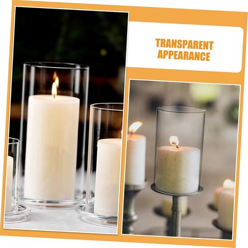 3pcs Clear Glass Candle Holder Sleeve Windproof Candle Protectors for Home Decor Transparent Cylinder Covers in Saudi Arabia