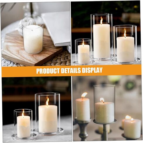 3pcs Clear Glass Candle Holder Sleeve Windproof Candle Protectors for Home Decor Transparent Cylinder Covers in Saudi Arabia