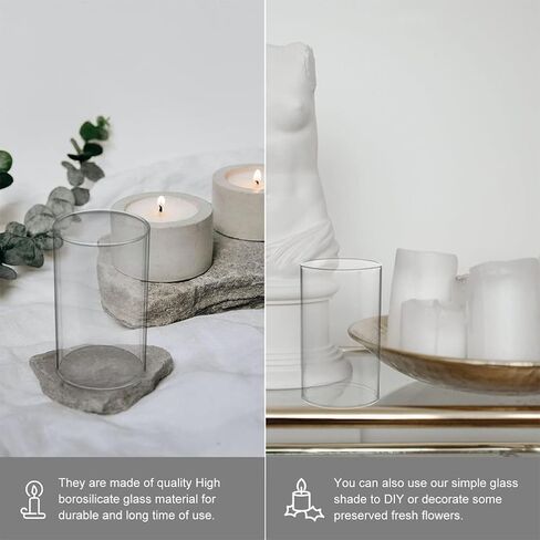 Glass Candle Lampshade 2Pcs Clear Hurricane Candle Holder Windproof Glass Shade for Home Decor Living Room Bedroom in Saudi Arabia