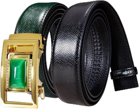Barry.Wang Men Ratchet Belt Buckle,Genuine Leather Adjustable Casual 1 3/8" Party Prom Wedding Gift in Saudi Arabia