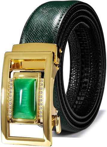 Barry.Wang Men Ratchet Belt Buckle,Genuine Leather Adjustable Casual 1 3/8" Party Prom Wedding Gift in Saudi Arabia