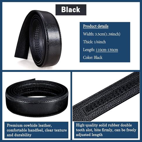 Barry.Wang Men Ratchet Belt Buckle,Genuine Leather Adjustable Casual 1 3/8" Party Prom Wedding Gift in Saudi Arabia