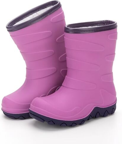euxterpa Kids Winter Rain Boots Girls Boys Darm Dark Snow Boots Boots مقاومة للماء للأحذية المبطنة للطفل/طفل صغير/طفل كبير in Kuwait