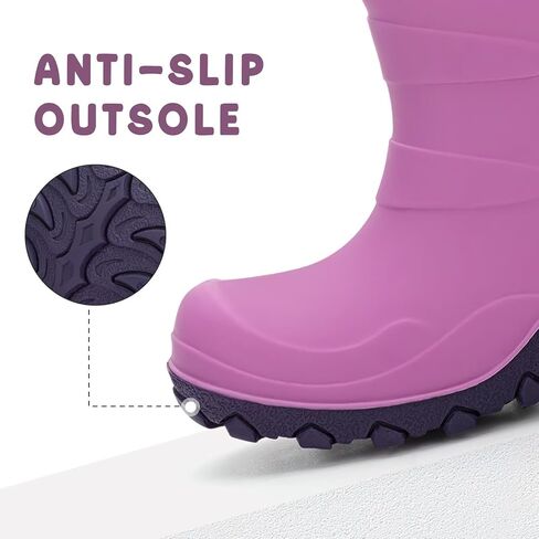 euxterpa Kids Winter Rain Boots Girls Boys Darm Dark Snow Boots Boots مقاومة للماء للأحذية المبطنة للطفل/طفل صغير/طفل كبير in Kuwait